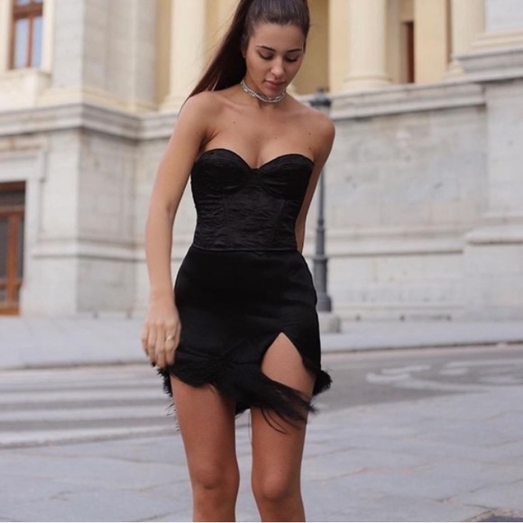 Zara Black Fringe Satin Mini
Skirt - Picture 1 of 7